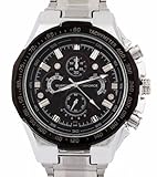 Men's Stainless Steel Black Dial Japanese Quartz Movement Watch