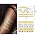 Metallic Temporary Tattoos - Waterproof Nontoxic 150+ Designs 10 Large Sheets Flash Fake Tattoos Stickers in Gold, Rose Gold & Silver, Gold101