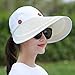 Women's Wide Brim Floppy Caps Packable Straw Sun Hat Summer UV Protection Hats with Chin Strap for Women Beach Glof Beige White