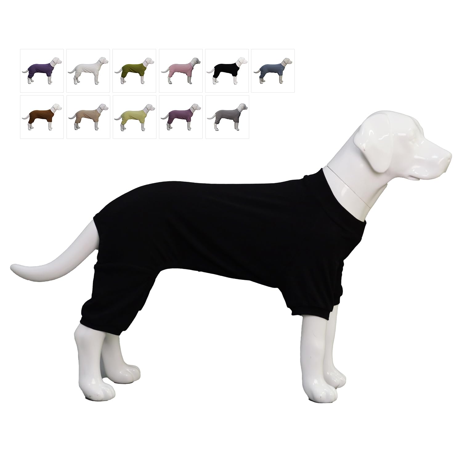 Lovelonglong Ribbed Dog Pajamas Cotton Knitted Dog Jumpsuits 4 Legged All Season Warm Pet Bodysuits for Large Medium Small Dogs Black 3XL