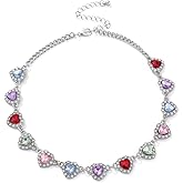 LULUQIFA Colorful Crystal Choker Necklace for Women Love Heart Rhinestones Chain Necklaces Dainty Sparkly Pendant Charm Trendy Jewelry for Her Mom Wife Birthday Gifts
