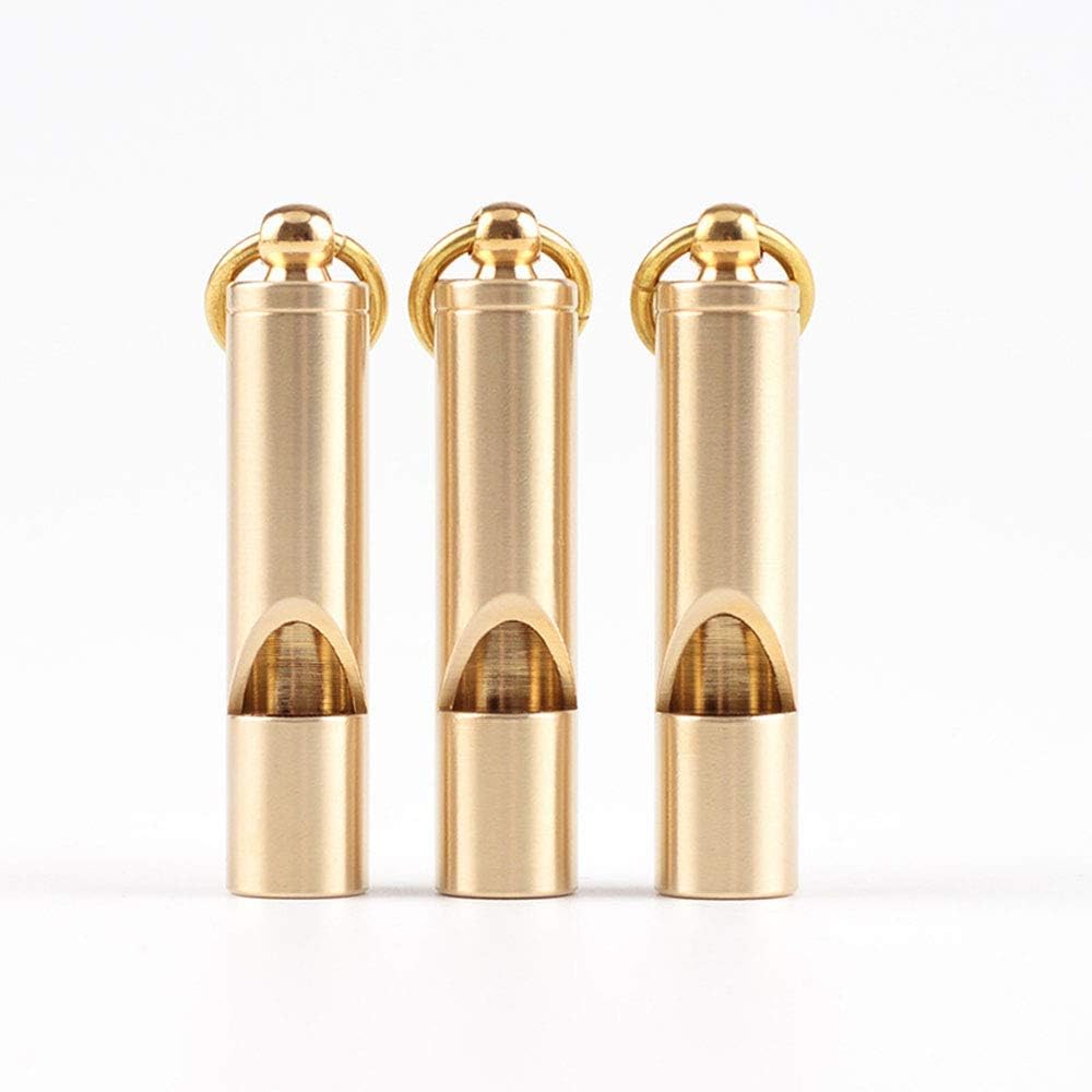 TRYAH 3 Pack Dog Training Brass Whistle, Portable Survival Whistle for Hiking Camping Outdoor Whistle EDC Tools Keychain Pendant