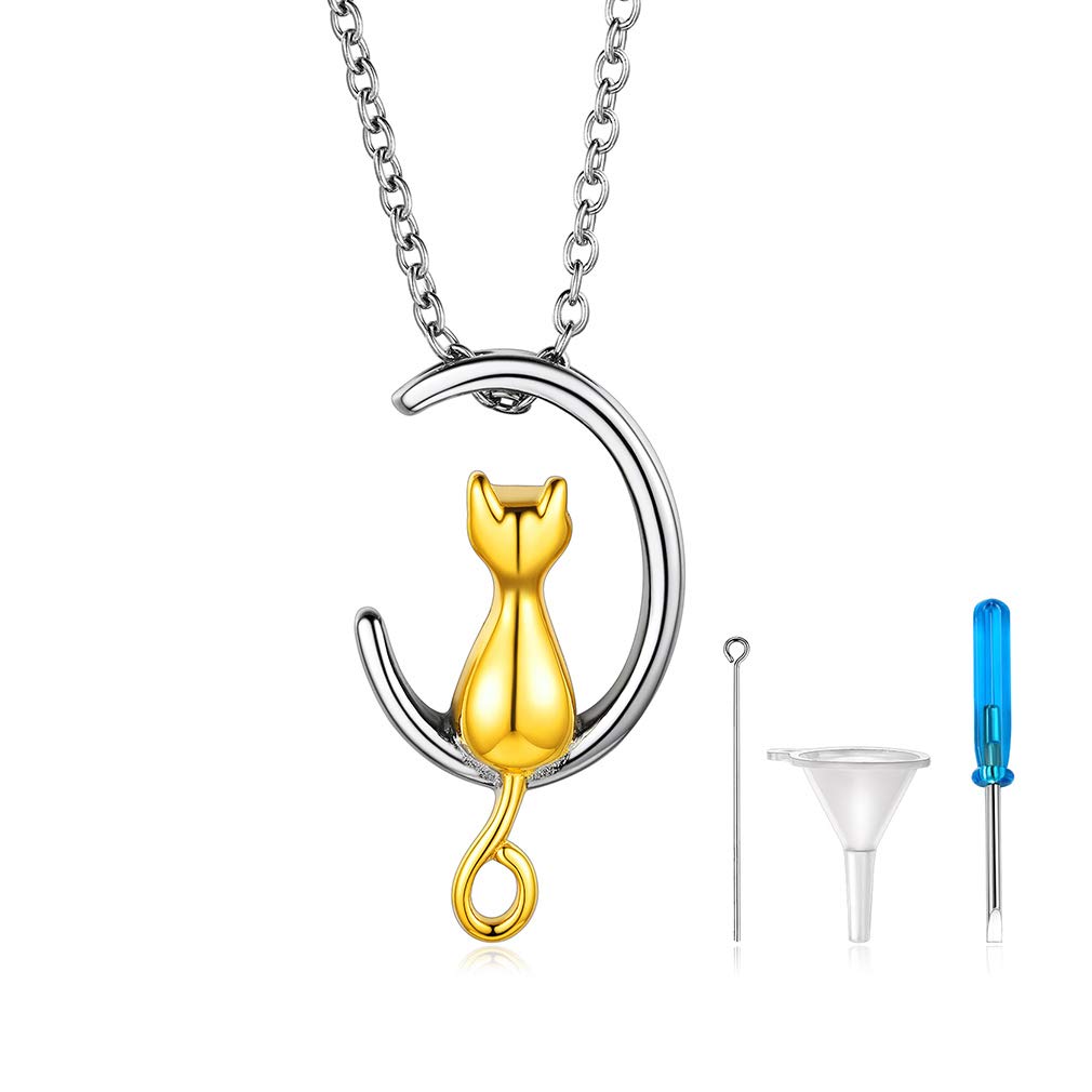 Custom4U Urn Necklace for Cat Ashes 18K Gold Plated Stunning Cremation Jewellery Memorial Remember — image 1