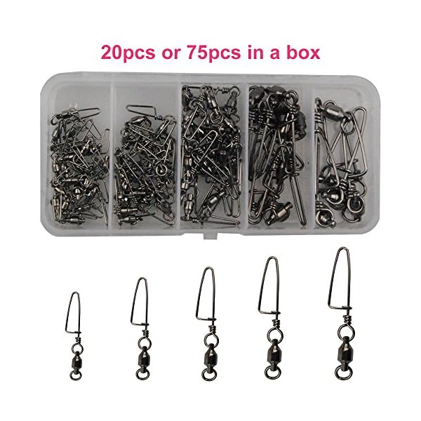 Easy-Catch-10-30-Pack-High-strength-Fishing-Ball-Bearing-Swivel-with-Coastlock-Snap-Strong-Welded-Ring-for-Saltwater-Fishing-18Lb-to-440Lb-100-CopperStainless-Steel-with-Black-Nickle-Coated Easy-Catch-10-30-Pack-High-strength-Fishing-Ball-Bearing-Swivel-with-Coastlock-Snap-Strong-Welded-Ring-for-Saltwater-Fishing-18Lb-to-440Lb-100-CopperStainless-Steel-with-Black-Nickle-Coated