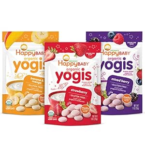 Happy Baby Organics Yogis Freeze-Dried Yogurt & Fruit Snacks, Variety Pack, 1 Ounce (Pack of 6)