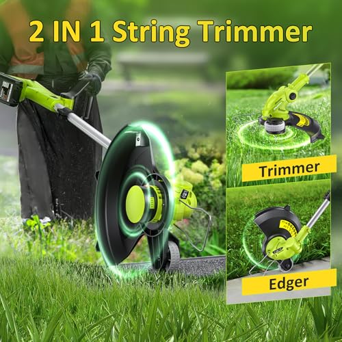Electric String Trimmer Cordless with 2x2.0Ah Battery, 20V Weed Wacker Weed Eater photo 8