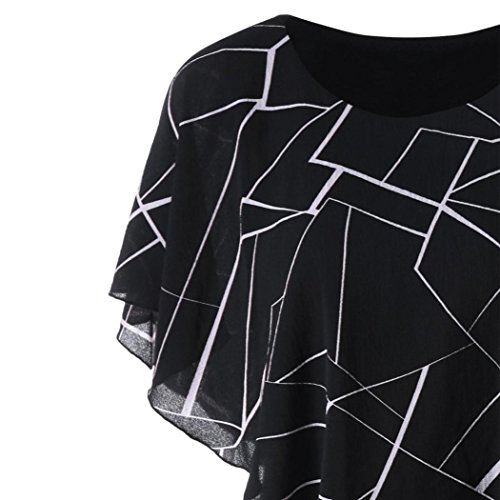 Ruffles Mini Dress,Han Shi Fashion Womens Plus Size Rose Print Casual Shirts Skirts (Black, XL) - Thumbnail 2
