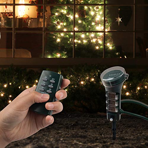 BNLINK Outdoor Power Strip Yard Stake Timer(w Remote Control) with