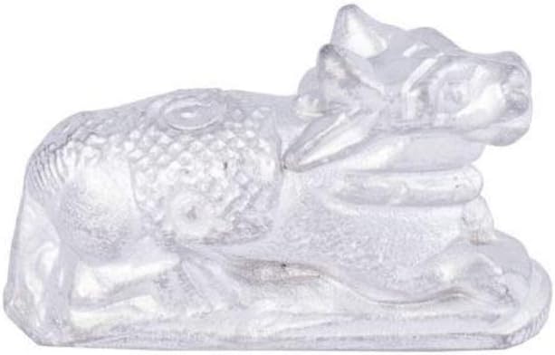 PANDIT NM SHRIMALI Parad Shiv Nandi Idol Statue Energised Mercury Lord Shiva Bull Figurine in Sitting, Silver, 100gm
