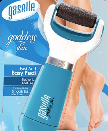 Gaselle Electric Callus Remover For Feet With Replaceable Roller Head - Battery Operated - Electric Rollers - Blue &amp; White - Foot Callus Remover - Health Feet