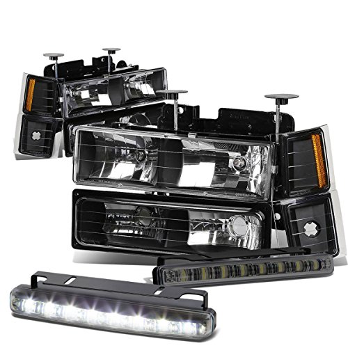 For C/K Series Facelifted Black Housing Amber Corner Headlight+Smoked DRL 8 LED Fog Light