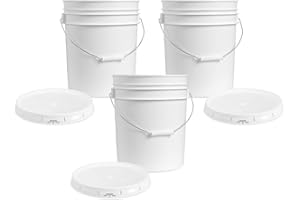 EPACKAGESUPPLY 5 Gallon Plastic Bucket with Airtight Lid I Food Grade Bucket | White | BPA-Free I Heavy Duty 90 Mil All Purpose Pail Reusable I Made in USA | 3 Count