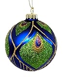 December Diamonds Blown Glass Peacock Design Hanging Ornament