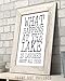 Lake House Wall Art 11x14 Unframed Print – “What Happens at the Lake Is Laughed About All Year” Funny Lake Quote Sign Rustic Farmhouse Lake Life Decoration for Cabin, Cottage, Lodge, or Vacation Home