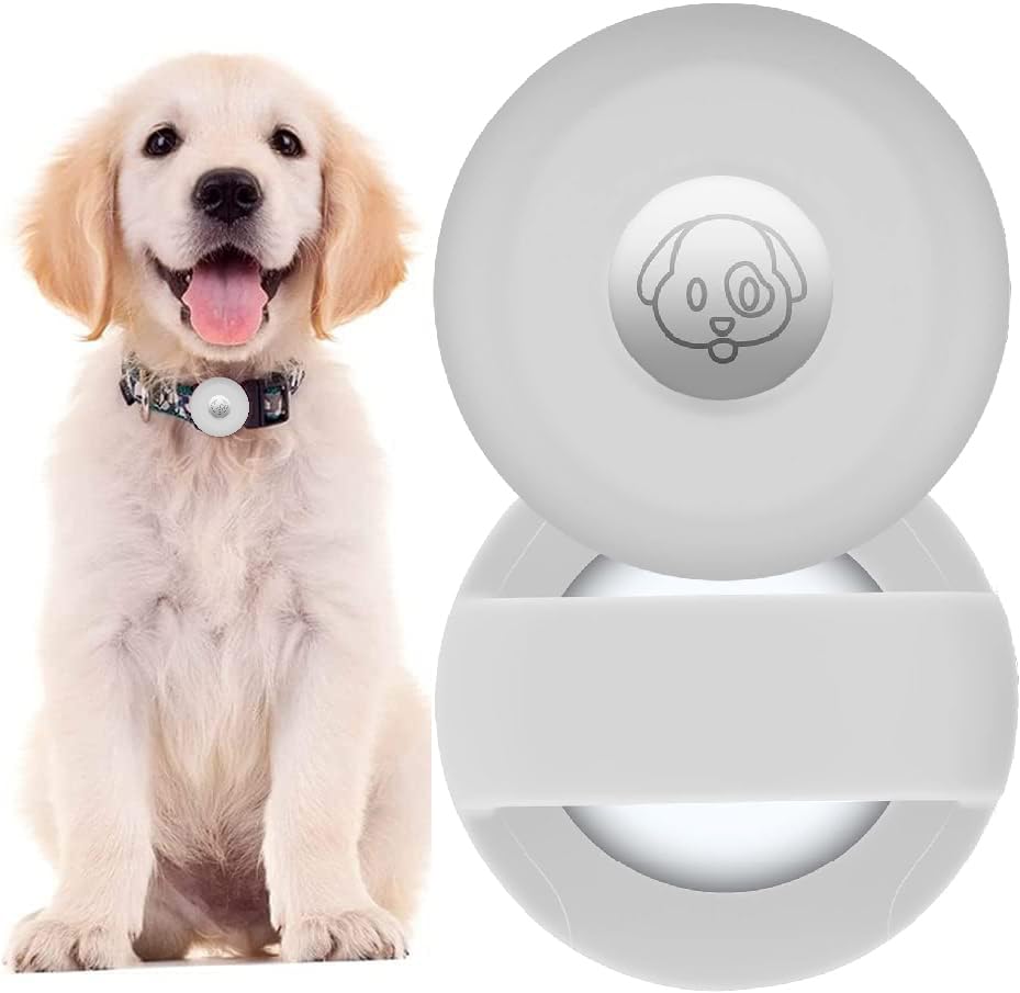 PKQTOP Pet Collar Holder for Airtag, Silicone Dog Collar Cover Compatible with Apple Airtag GPS Tracker, Waterproof Case for Cat Collar