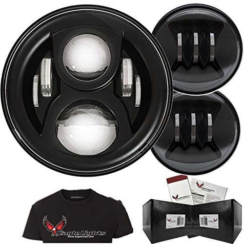 Eagle Lights 7" Black Round LED Headlight Kit 8700G2 Gen II Daymaker with Gen II Passing Lamps