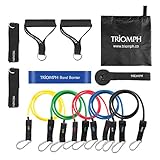 Triomph Resistance Bands Set Exercise Bands with Heavy Rubber Resistance Tubes, Door Anchor, Ankle Strap for Workouts, Stretching, Gyms, Physical Therapy, Yoga and Home Fitness Training