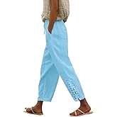 BIRW 2026 Summer Women Cotton Linen Pants Casual High Waist Comfy Lightweight Gauze Pants with Pockets Loose Trousers