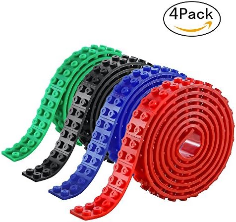 Building Blocks Tape COCTIONE Peel &amp; Stick Educational Inspire Imagination Toys Compatible Lego Bricks Collection Construction 4 Colors 3.28 Feet /Roll Self Adhesive Cuttable Non Toxic (4 Packs)