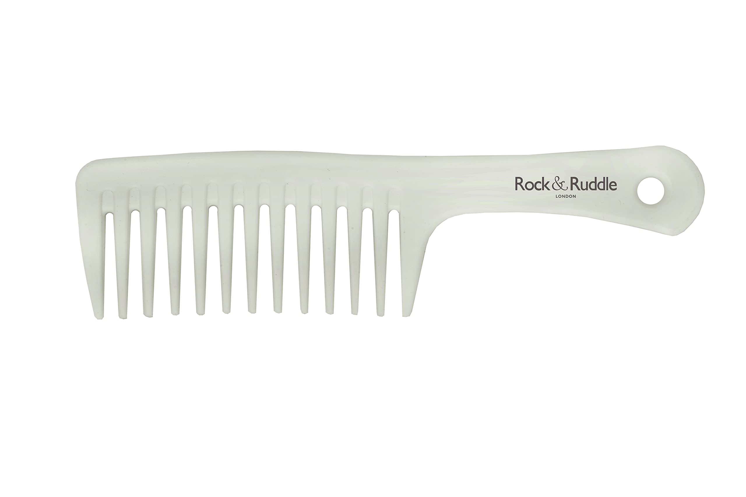 Rock & Ruddle Beach Wave Wide Tooth Rake Comb | For All Hair Types | Detangles & Creates Bouncy Beach Waves | Pain Free Detangling for Wet & Dry Hair | Made in the UK - White