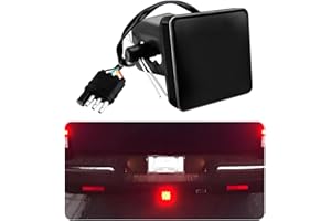 MUQIDA 15 LED Brake Light Trailer Hitch Cover, Super Bright Automotive Lens Square Tail Light, Waterproof Tow Hitch Brake Tur