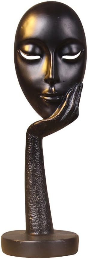 KOOMAGIC Abstract Characters Crafts Ornaments Women Face Art Statue Sculpture Resin Handmade Carving Figurine Knick-Knack Home Office Bedroom Living Room Study Room Studio Decorations (Black, 38cm)