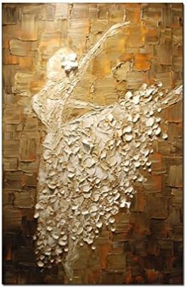 OUTH Ballerina Girl Painting 3D Hand-Painted On Canvas Abstract Oil Painting Modern Home Décor Ready to Hang Oil Painting 24x40 Inch
