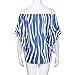 Gillberry Gillberry Womens Cotton  Long Sleeve Round Neck Splice Shirt Blouse Tops T Shirt (S, Darkblue)