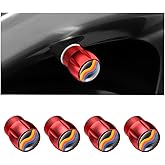 Sandfren Car Tire Valve Stem Caps, 4PCS Wave Aluminum Alloy Leakproof Vehicle Tyre Valve Stem Cover with Rubber Ring, Dustproof Automotive Wheel Air Caps, Universal for Trucks SUVs Sedans (Red)