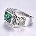 BONLAVIE 925 Sterling silver Fine Created Emerald and Cubic Zircon Ring Wedding Band for Men and Women Size 7