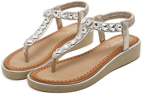 Women's Unique Wedding Bride Bridesmaid Party Show Dress Wedge Heels Sandals with Rhinestone Studed (42 M EU/11 B(M) US, Gold)