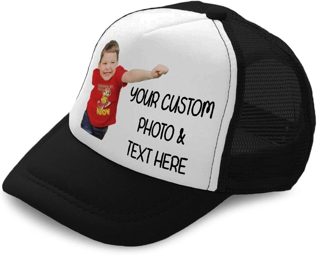 Custom Kids Trucker Hat Personalized Photo Picture Text Name Polyester Boys Caps