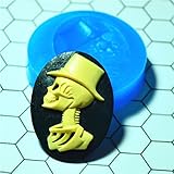 021LBC Tophat Skeleton Man Male Skull Cameo Silicone Flexible Push Mold Jewelry Charms Cupcake (Clay Fimo Wax Gum Paste Fondant)