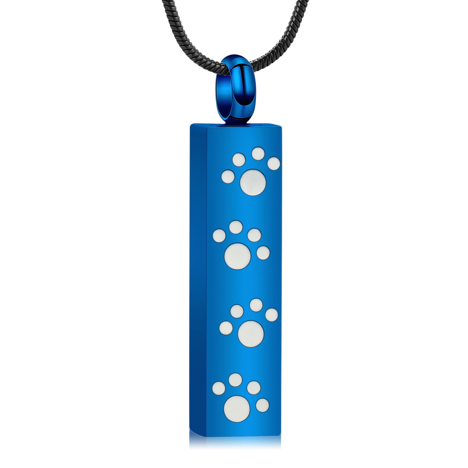 QGJNSGC Paw Print Urn Necklace for Ashes Pet Ashes Necklace Cremation Jewelry Memorial Pendant for Dog Cat Ashes Keepsake Locket Jewellery for Men for Women (Blue)
