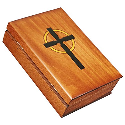 Book Shaped Bible & Cross Box Polish Handmade Wooden Bible