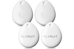FLYRUIT Tracker Tags 4-Pack for Apple Find My, Official MFi Certified, Smart Bluetooth Key Finder, Tracking Device for iPhone, Mini Finder Locator for Luggage, Backpack, Wallet, Bags, Dog, Pet, Camera, eBike
