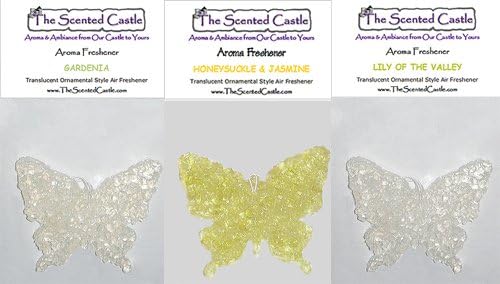 3 Pack Butterfly Car Air Fresheners - Gardenia, Honeysuckle and Jasmine, Lily of The Valley