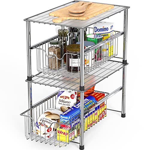 DecoBros Stackable Under Sink Sliding Basket Organizer Drawer