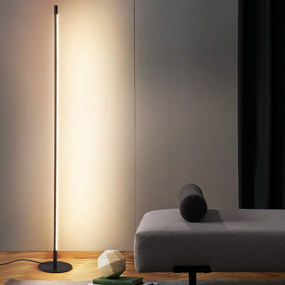 UFLIZOGH LED Floor Lamp for Living Room 150CM Dimmable Floor Standing Lamp 16W 3 Colour Temperatures with Remote Control Modern Floor Light (Black, 3 Colour)