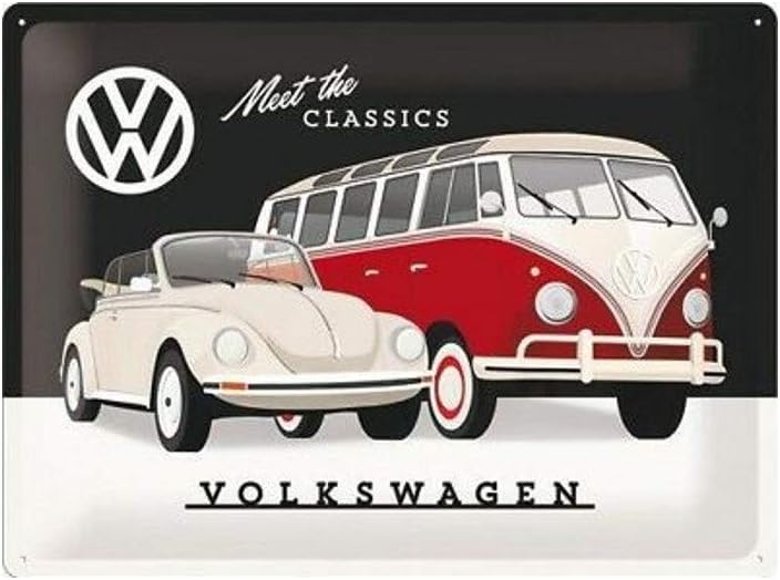 Nostalgic-Art Retro Tin Sign, Volkswagen, VW, Meet The Classics, Bus gift idea, Metal Plaque