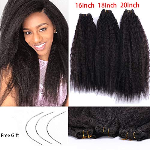 3 Bundles Afro Kinky Straight Hair Bundles 16 18 20 Inch 70g