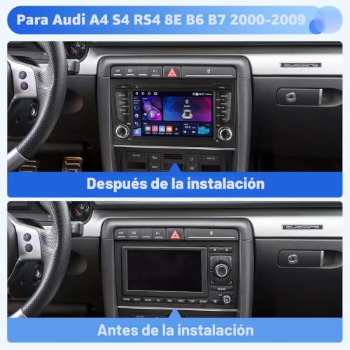 Inefala 4+64G Stereo for Audi A4 S4 RS4 8E B6 B7 2000-2009 Android 15 with Wireless Carplay and Android Auto, 7'' Radio Screen with Bluetooth 32EQ GPS FM/RDS SWC AHD Reverse Camera