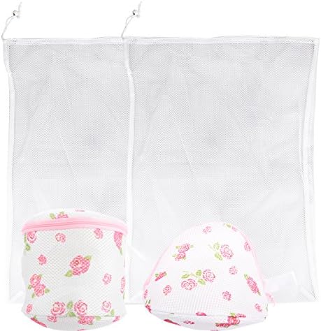 Bra Wash Bags, Mesh Laundry Bag, Jusney Large Washing Bag White (4 sets)