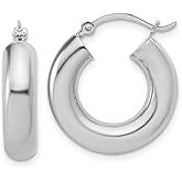 14k White Gold Polished 5mm x 20mm Tube Hoop Earrings