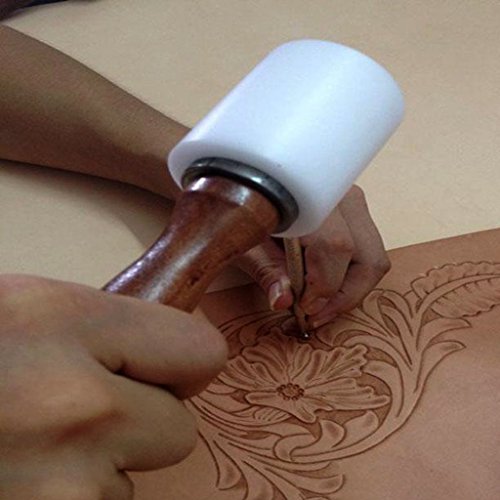 Driak Wooden Handle Nylon Hammer Leathercraft Carving Hammer For Stamping Sew Leather Cowhide Tool Kit