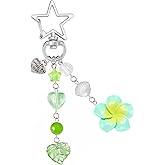 Litwlly Y2K Flower Bag Charms Cute Handbag Purse Keychain Star Beads Keychain Summer Beach Accessories for Women