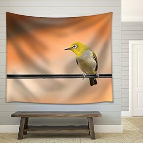 a Bird Standing on The Wire - Fabric Wall Tapestry Home Decor - 51x60 inches