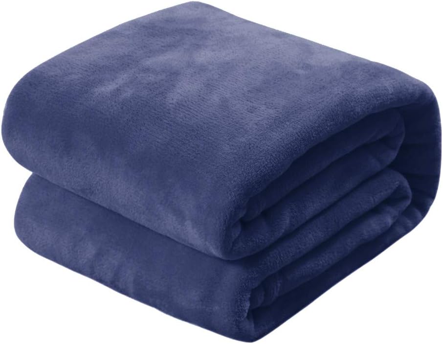 Bluelucon 100x140cm Flannel Plush Throw Blanket, Super Soft Fluffy Warm Solid Bed Throws for Sofa Home Living Room Bedroom