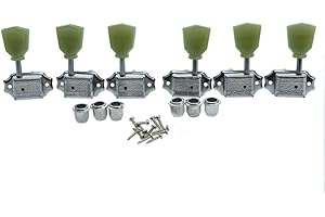 Wilkinson Chrome with Green Button 3x3 Deluxe Vintage Tuners Guitar Tuning Keys Machine Head with Split Post for Les Paul/SG/ES