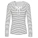 Long Sleeve Tops JUNKE Women Stripe T-Shirt Blouse (S, White)